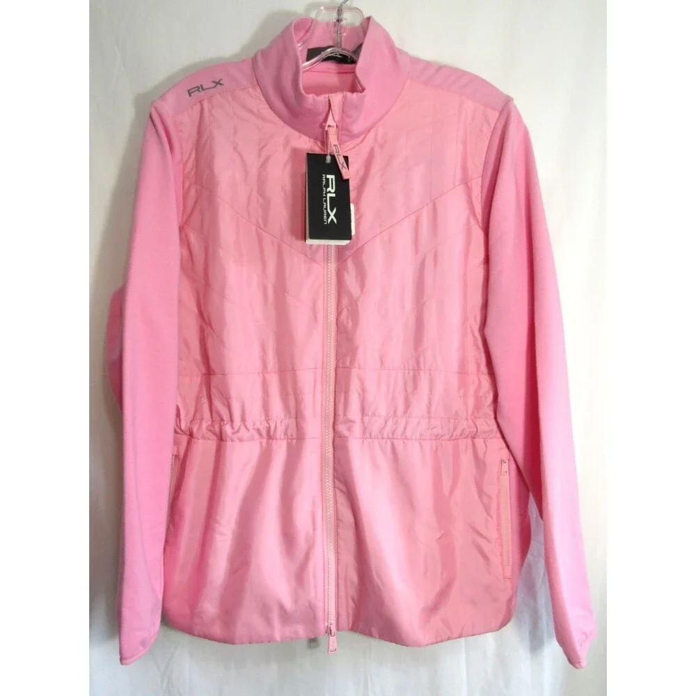 Ralph Lauren RLX Golf Pink 2 Way Zip Wicking Long Sleeve Jacket Size Medium NWT